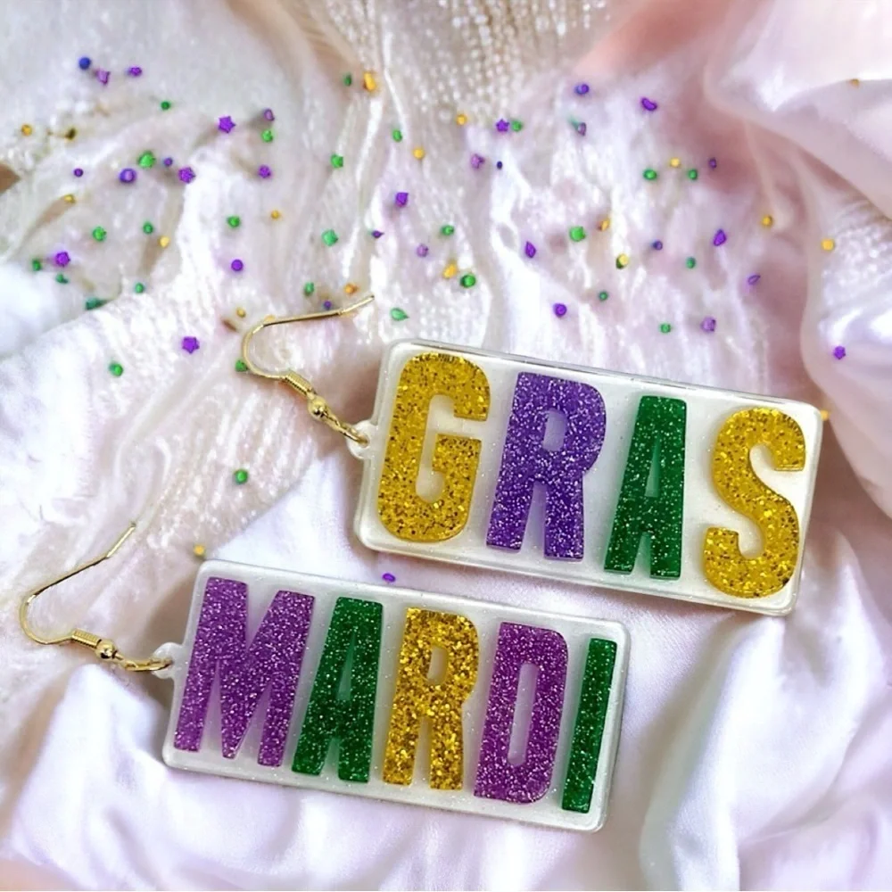 Jazz Up Your Look: Mardi Gras Dangle Earrings! 💜💚💛NWT Carnival Accessories!